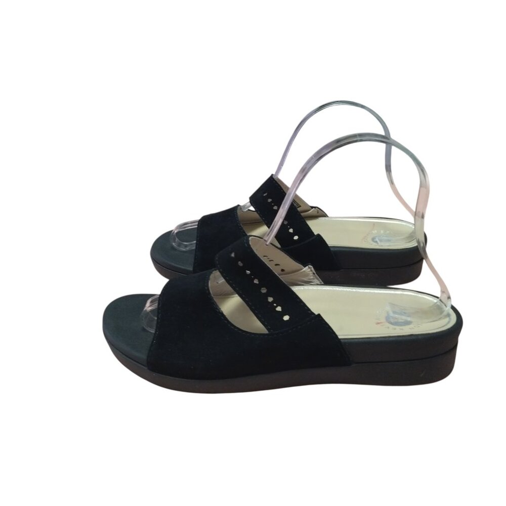 REVITALIGN Women's Size 7D Corpus Black Slide Sandal Suede Comfort Slip On